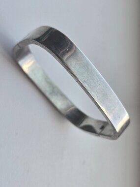 Solid 925 Sterling Silver Rectangular Hinged Bangle Bracelet